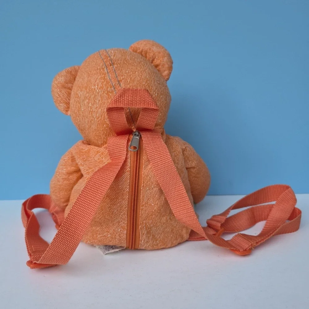 Doodle Bear Backpack Purse Vintage 1995 Orange Neon 90s Retro Kidcore Kawaii